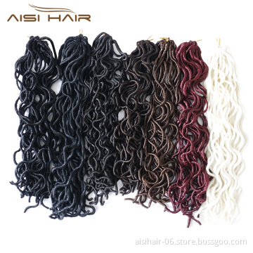 Aisi Hair Faux Locs Curly Crochet Hair Extensions 18inch Long 24 Roots Soft Crochet Braids Dreadlock Hairpieces